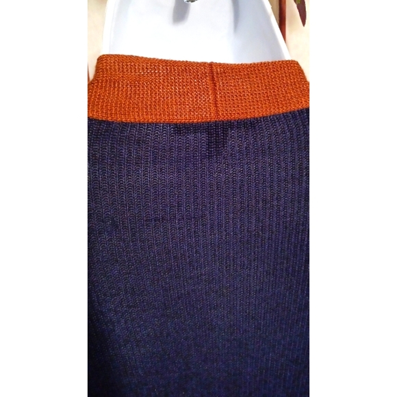 Eileen Fisher Slit Side Tencel/Silk-Blend Long Cardigan - Navy Blue/Brown - Picture 8 of 16